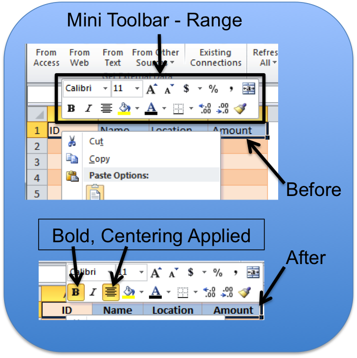 access mini toolbar excel 2016 for mac